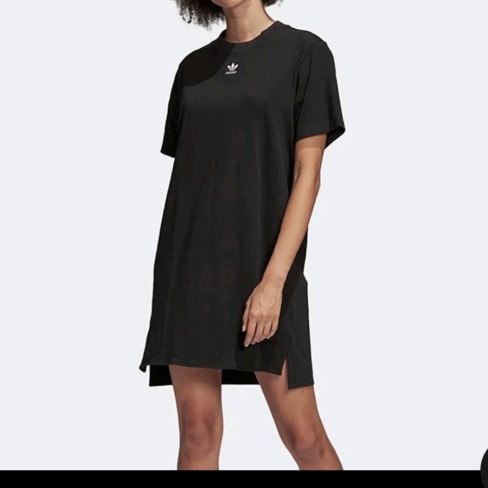 adidas tee dress black Adidas Originals Drapey Silhouette Womens T-Shirt Dress Black – Sports  Plaza NY main image 0